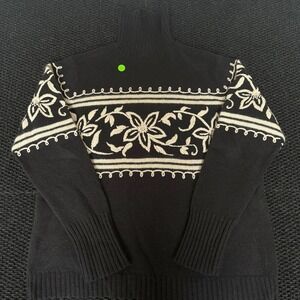 Lane Bryant Dark Gray Floral Tunic Turtleneck‎ Sweater Angora Blend Women 14 16